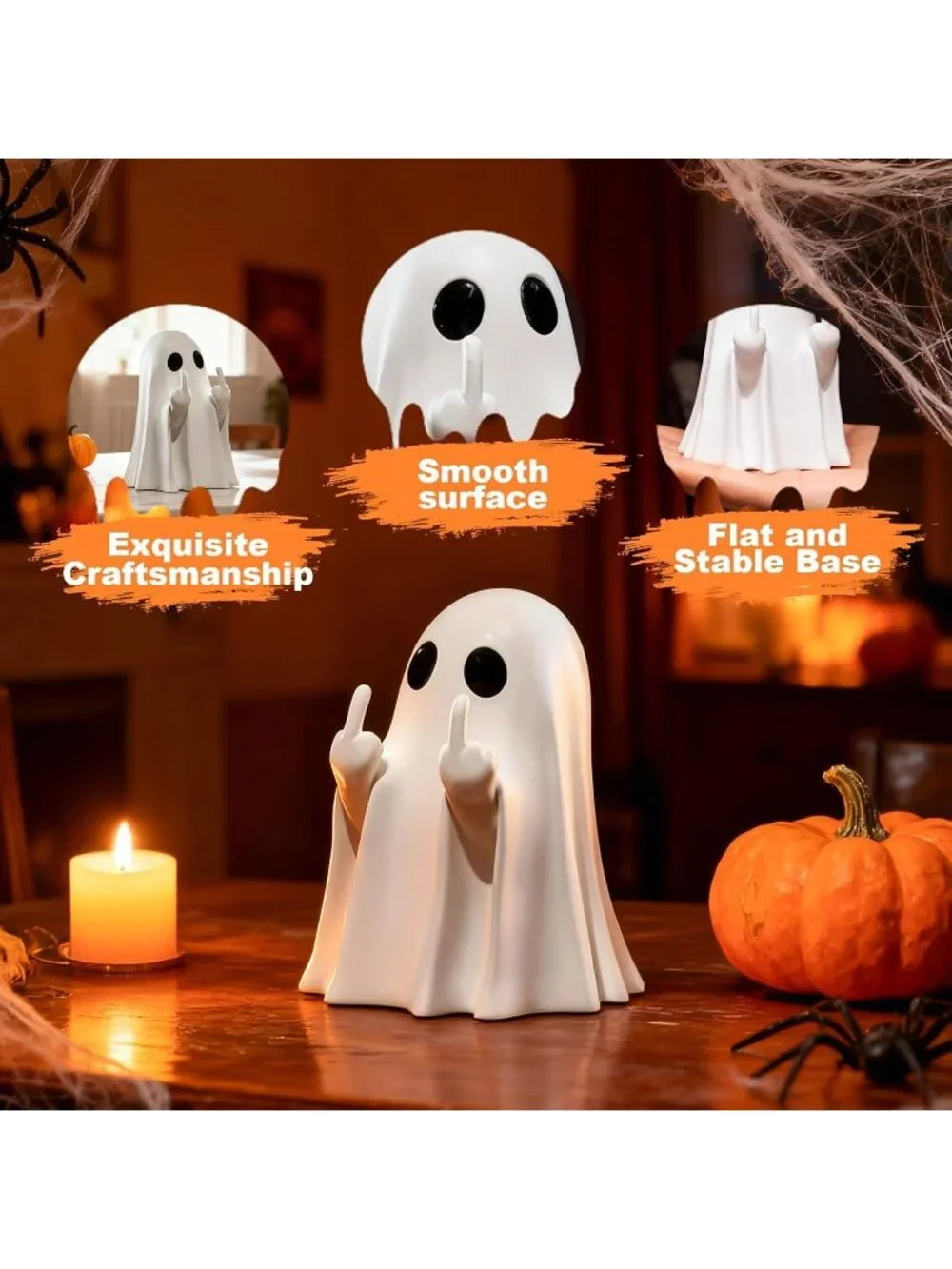 Halloween White Spooky & Cute Halloween Funny Ghost Statue for Home